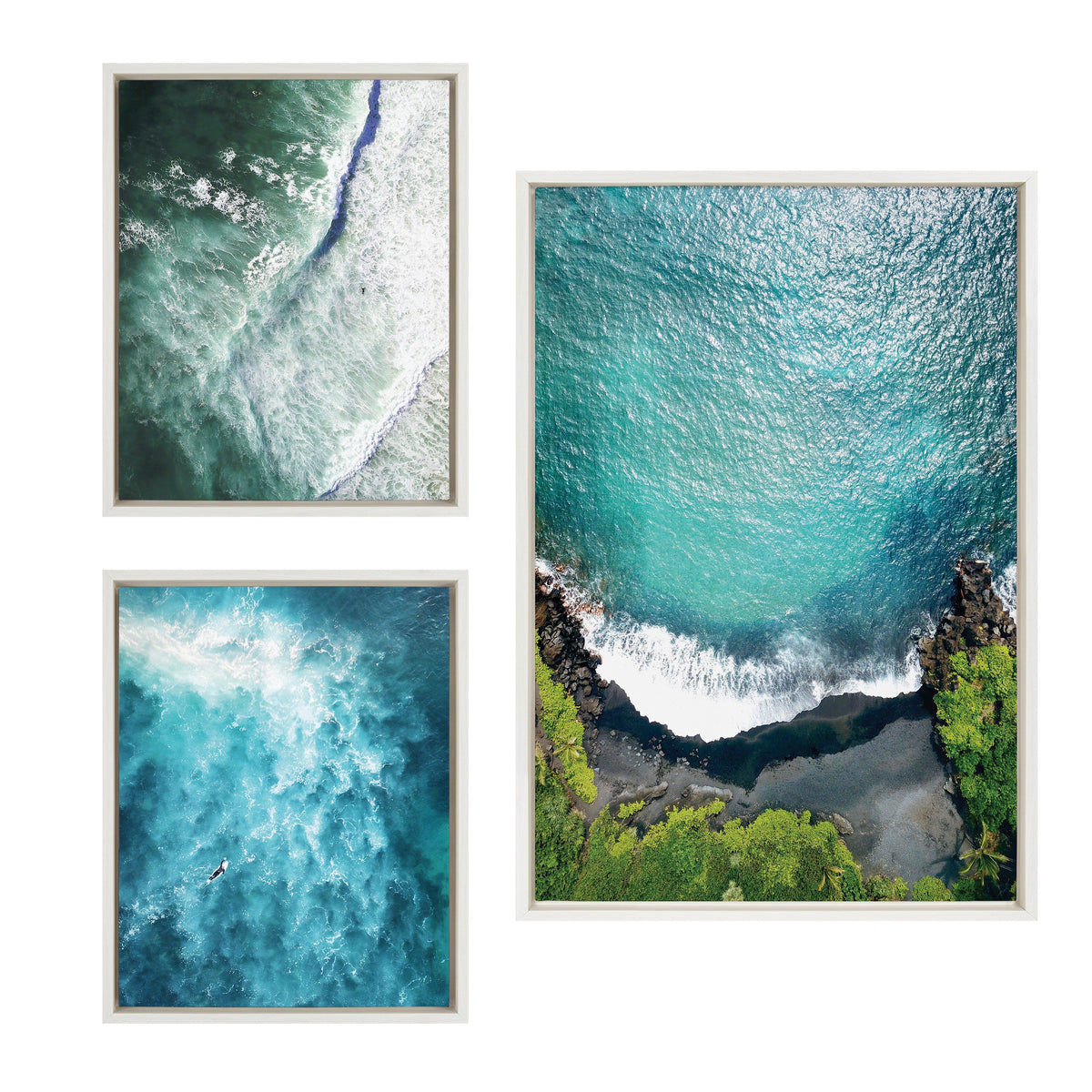 Sylvie Maui Black Sands Beach Framed Canvas Set of 3 by Rachel Bolgov