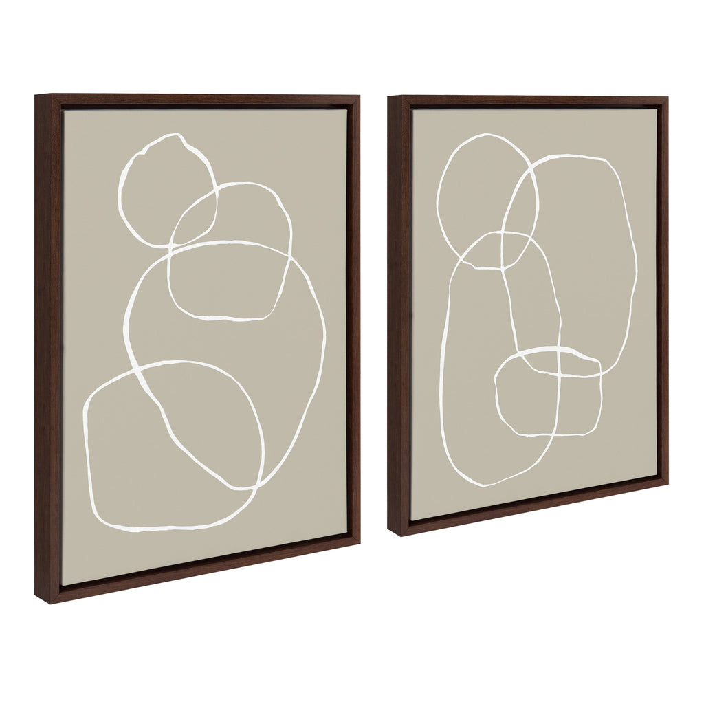Sylvie Beige Going in Circles Framed Canvas Set of 2 by Teju Reval of SnazzyHues