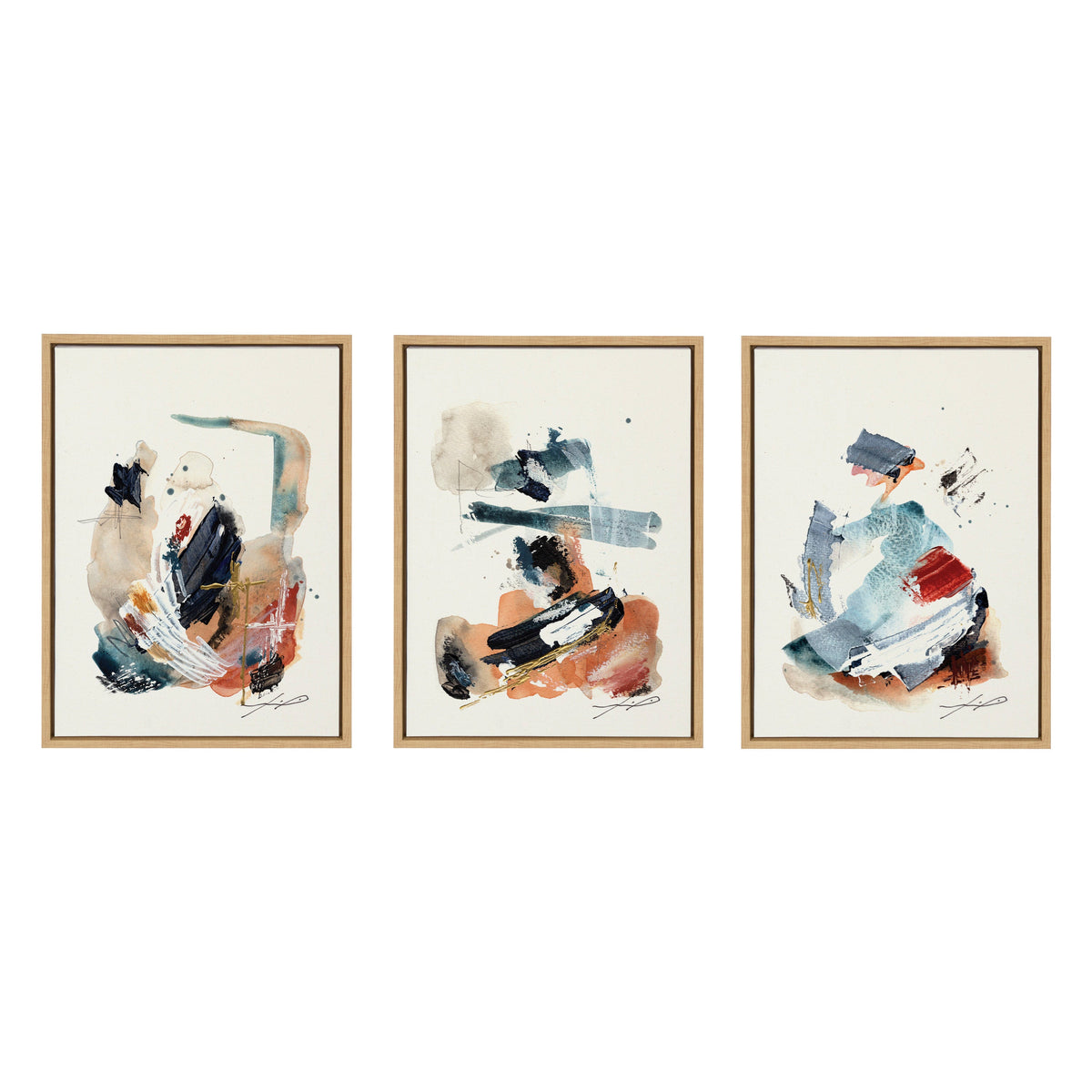 Sylvie By The Fireplace Series Framed Canvas Art Set of 3 by Xizhou Xie