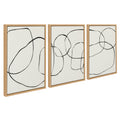 Sylvie Dancing Circles BW Framed Canvas Set of 3 by Teju Reval of SnazzyHues