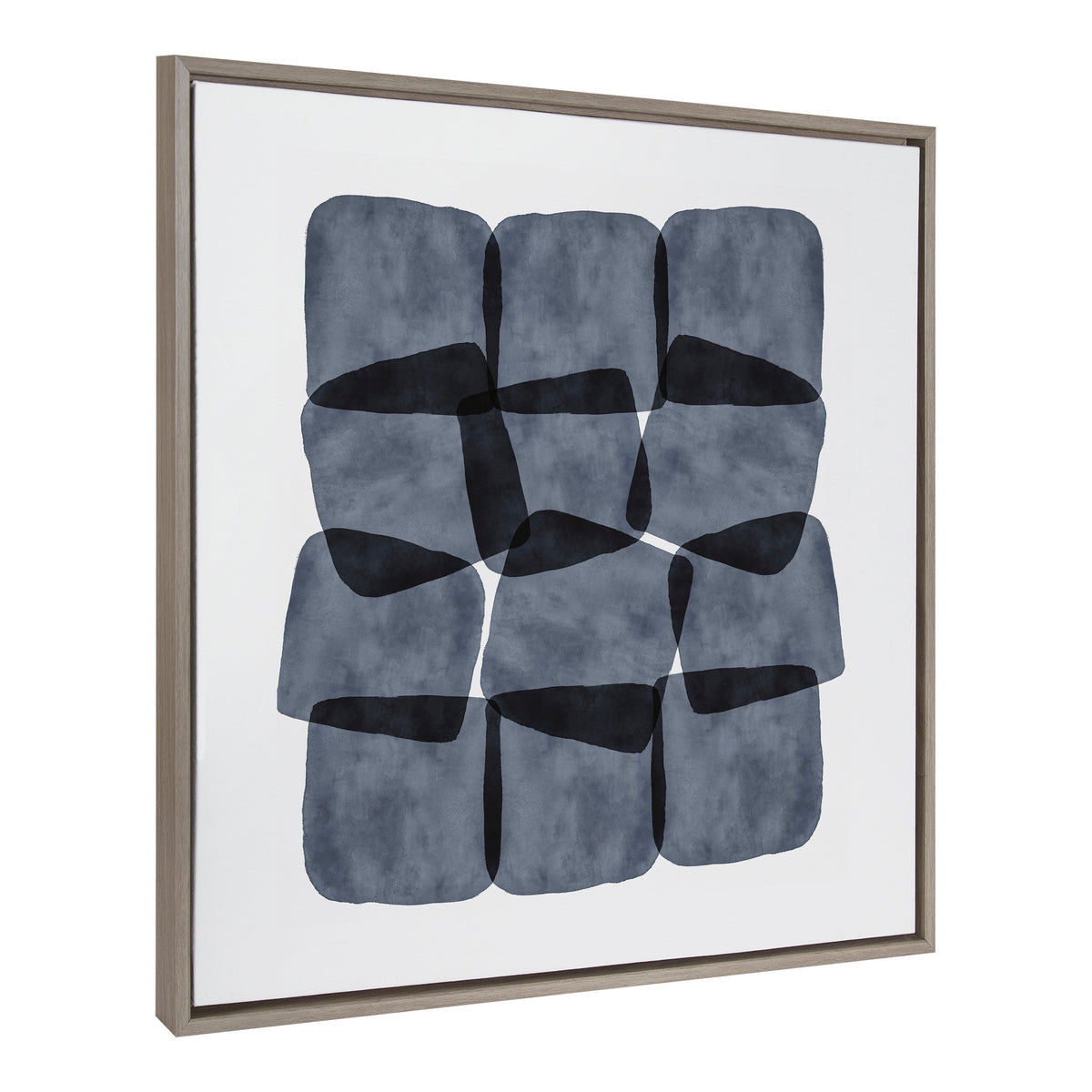 Sylvie Navy Block Abstract Framed Canvas by Amy Lighthall