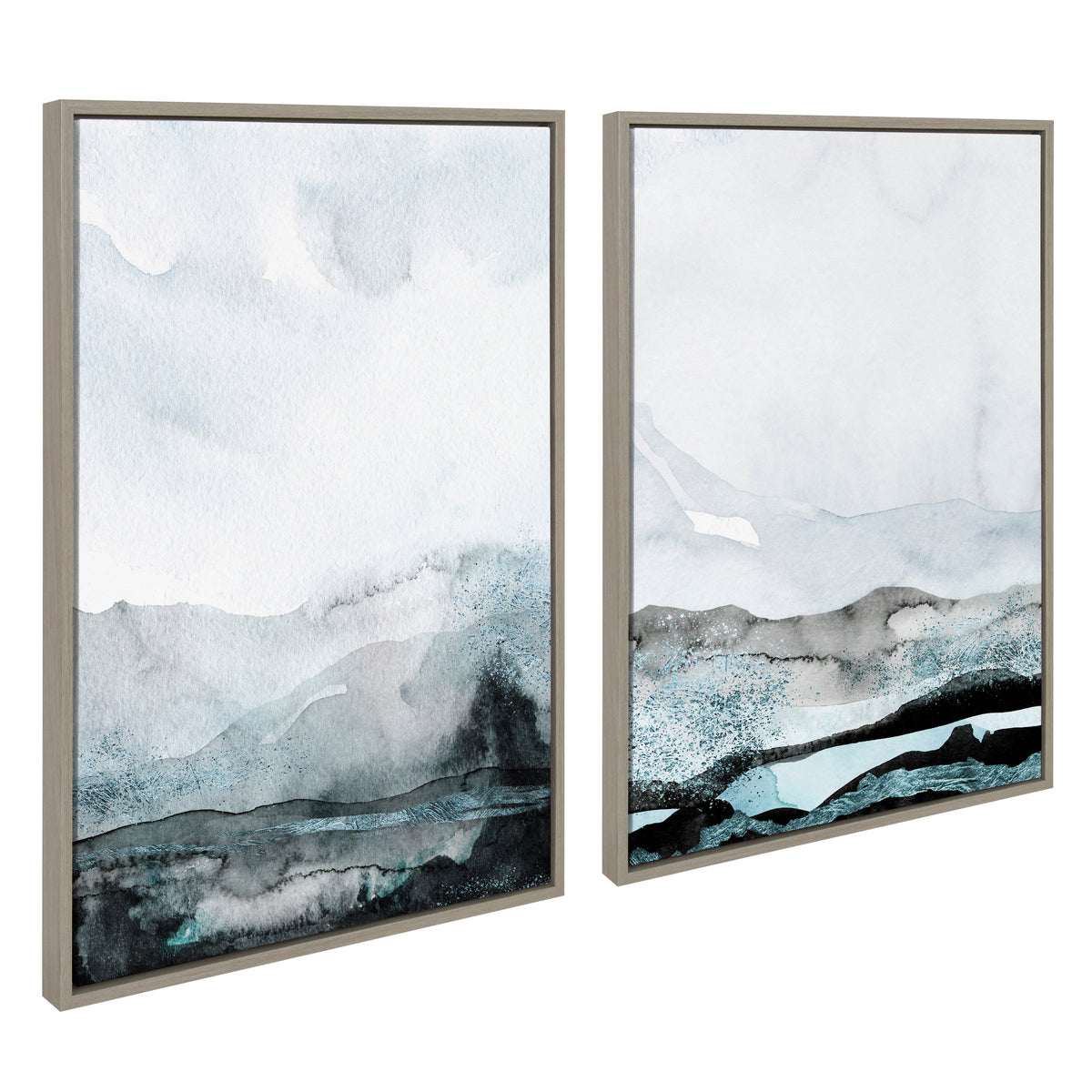 Sylvie Blue Layers Framed Canvas Set of 2 by Maja Mitrovic of Makes My Day Happy