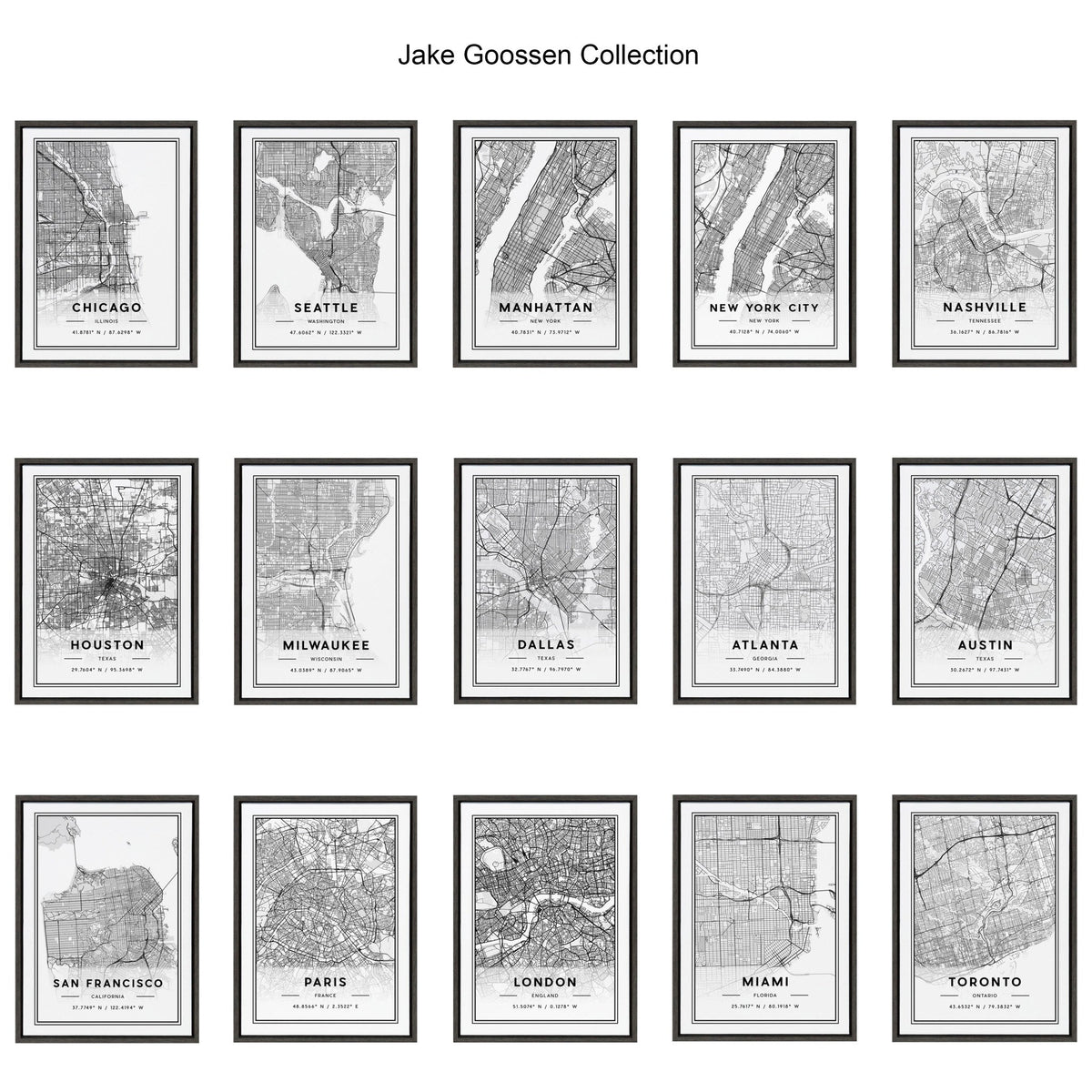 Sylvie Dallas Modern Map Framed Canvas by Jake Goossen