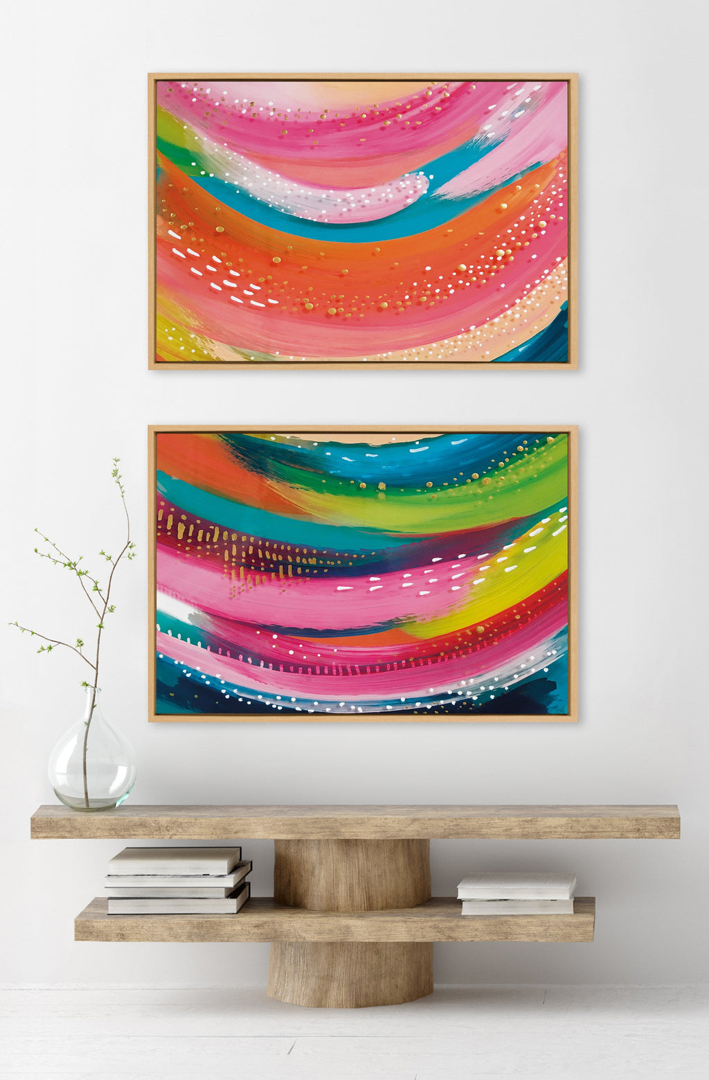 Sylvie Bright Abstract Left and Right Framed Canvas Art Set of 2 by Jessi Raulet of Ettavee