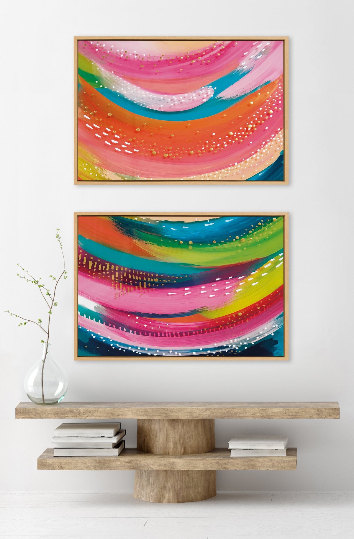 Sylvie Bright Abstract Left and Right Framed Canvas Art Set of 2 by Jessi Raulet of Ettavee