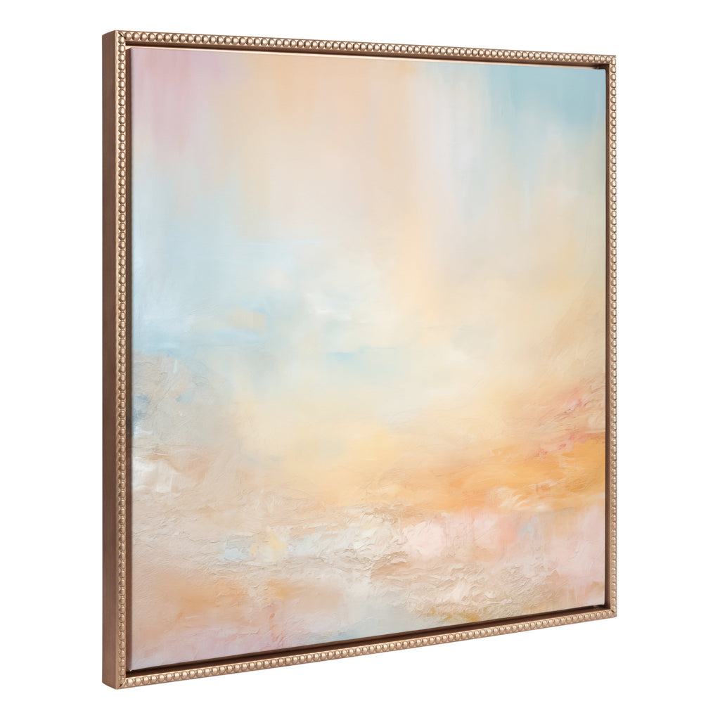 Sylvie Beaded Tonal Abstract Pastels Framed Canvas by The Creative Bunch Studio