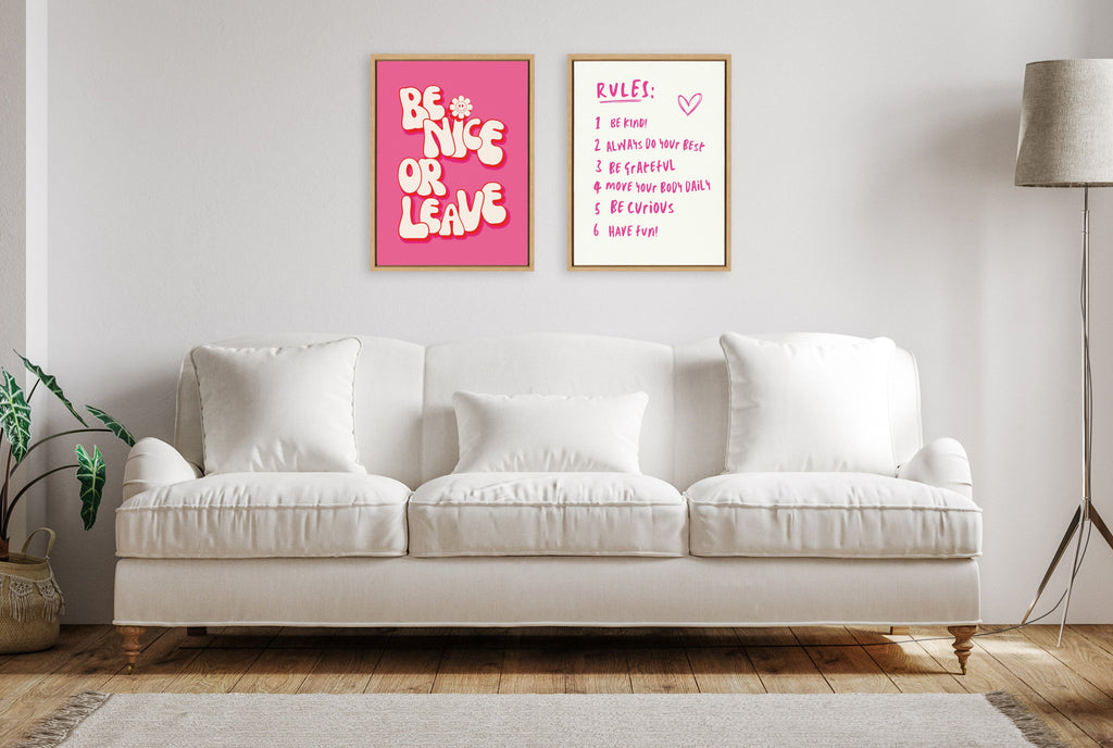 Sylvie Be Nice or Leave Framed Canvas by Honey Island Studio