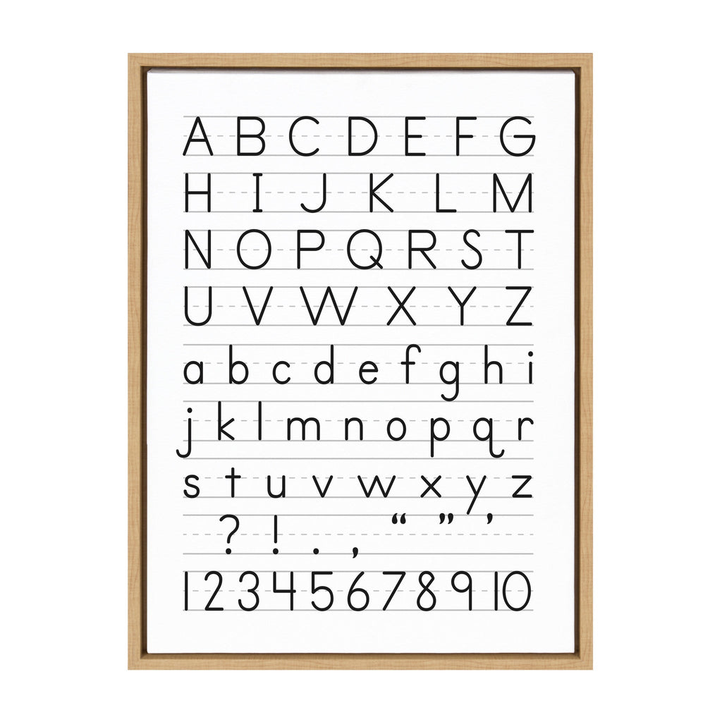 Sylvie Alphabet Penmanship Framed Canvas by The Creative Bunch Studio