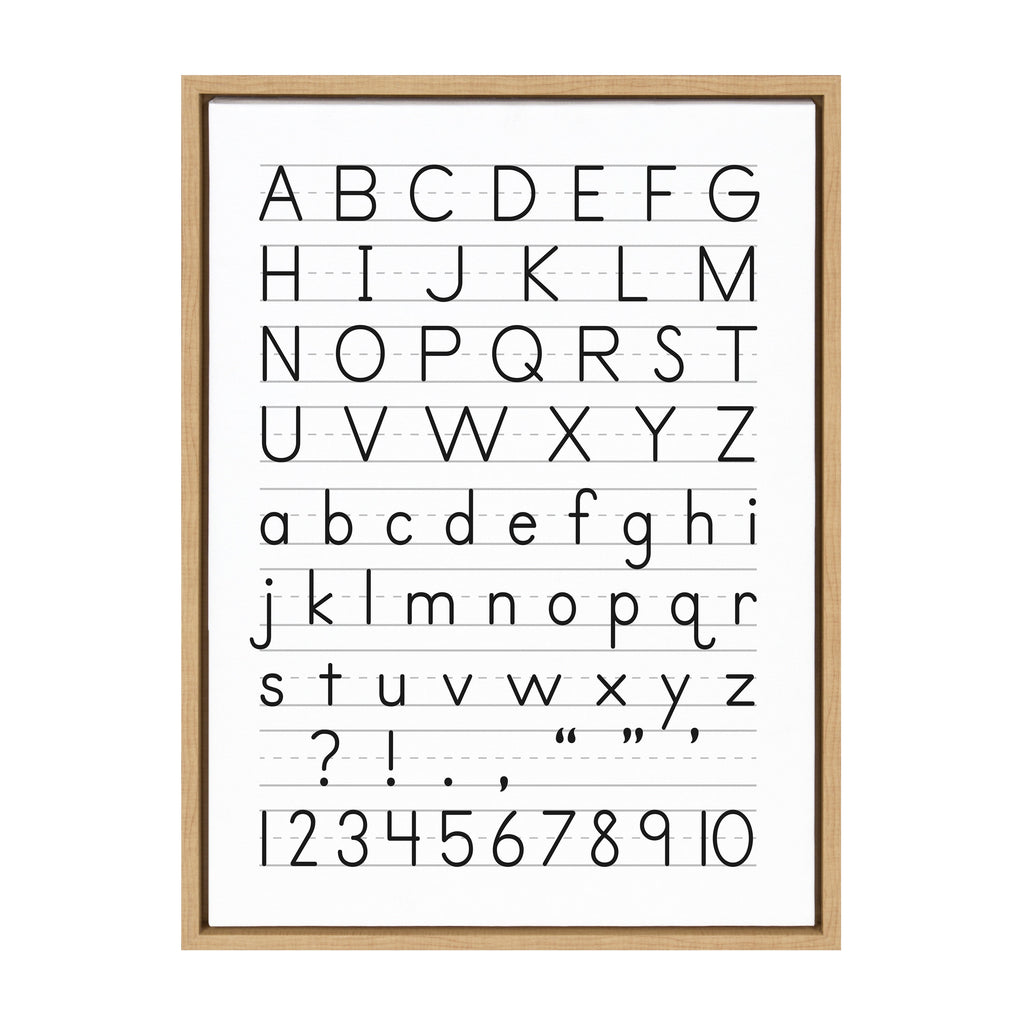 Sylvie Alphabet Penmanship Framed Canvas by The Creative Bunch Studio