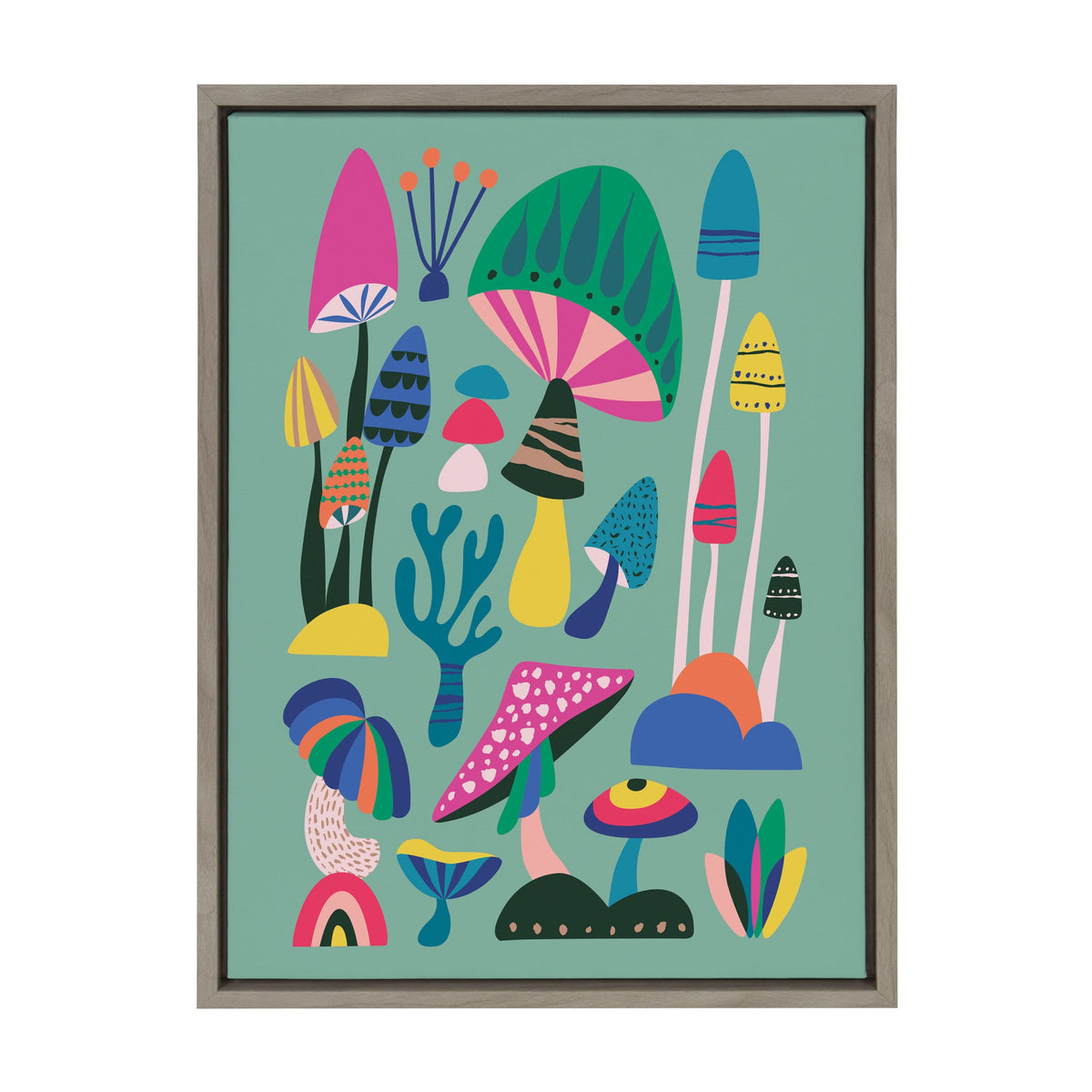 Sylvie Mid Century Modern Magic Mushrooms Framed Canvas by Rachel Lee of My Dream Wall
