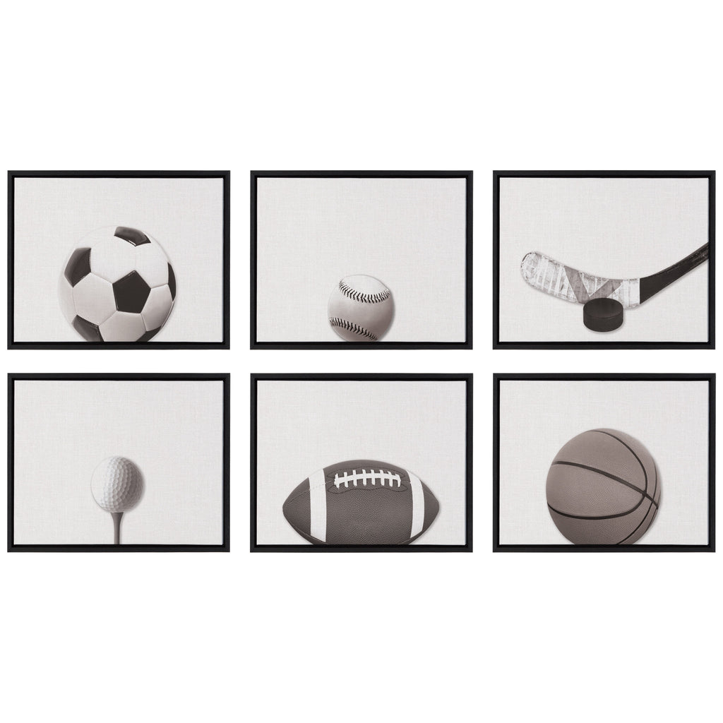 Sylvie Horizontal Hockey Stick And Puck Portrait Framed Canvas, Black 18x24
