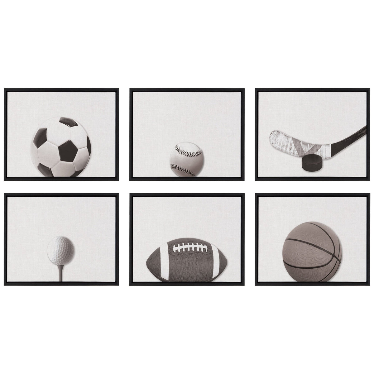 Sylvie Horizontal Hockey Stick And Puck Portrait Framed Canvas, Black 18x24