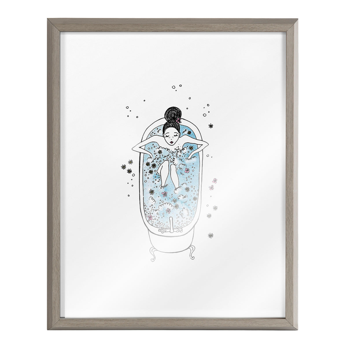 Blake Girl in a Bath Framed Printed Glass by Viola Kreczmer