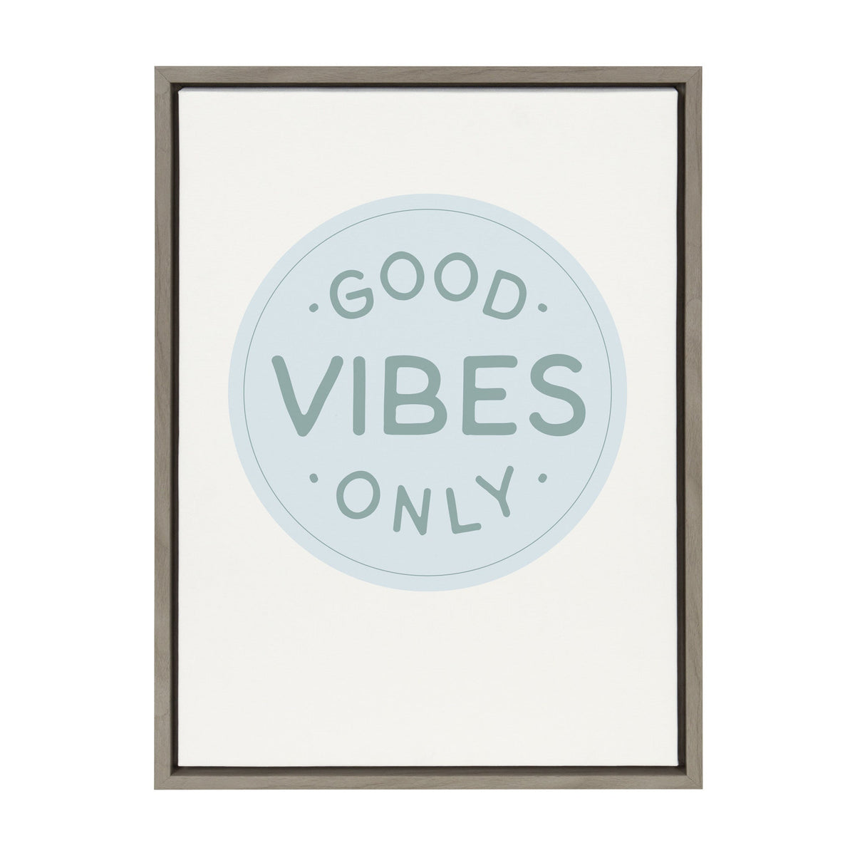 Sylvie Good Vibes Only Pale Blue Button Framed Canvas by The Creative Bunch Studio