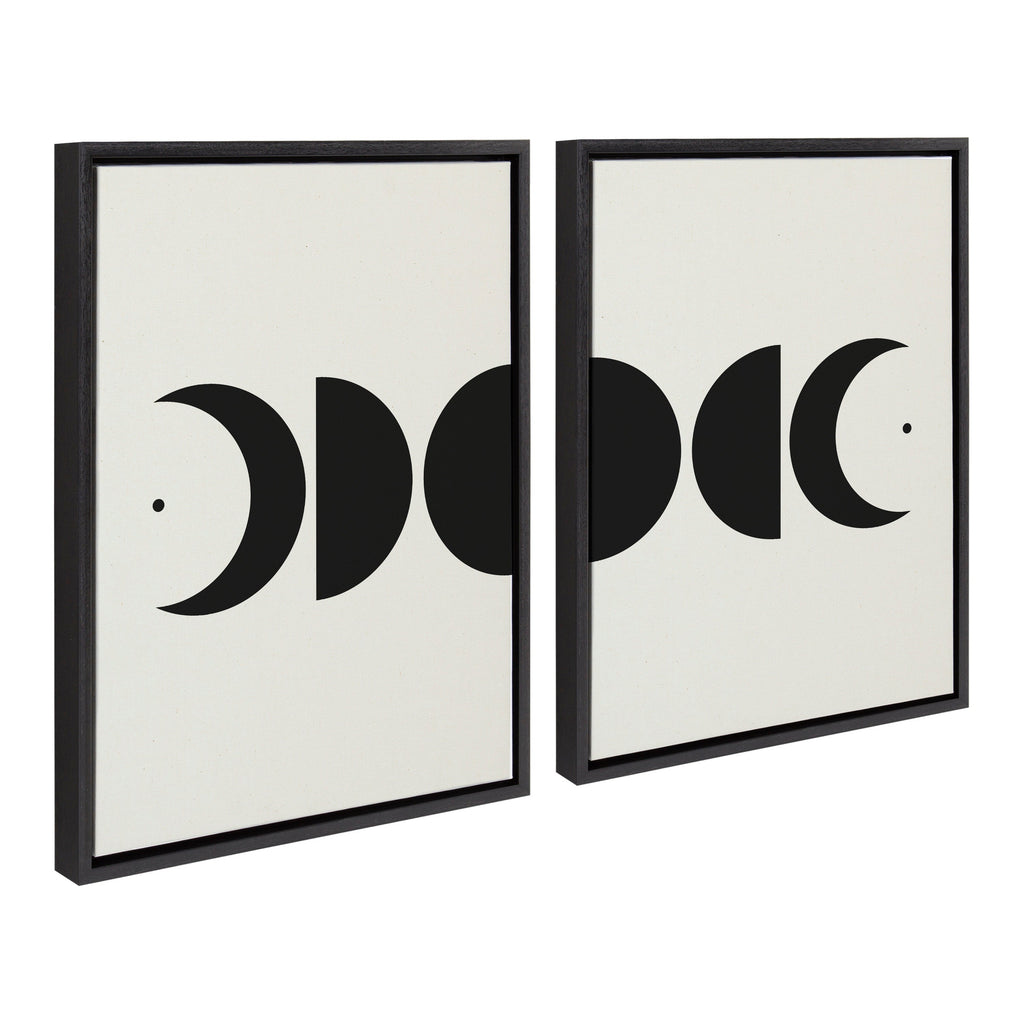 Sylvie Modern Geometric Moon Phases Framed Canvas Set of 2 by The Creative Bunch Studio