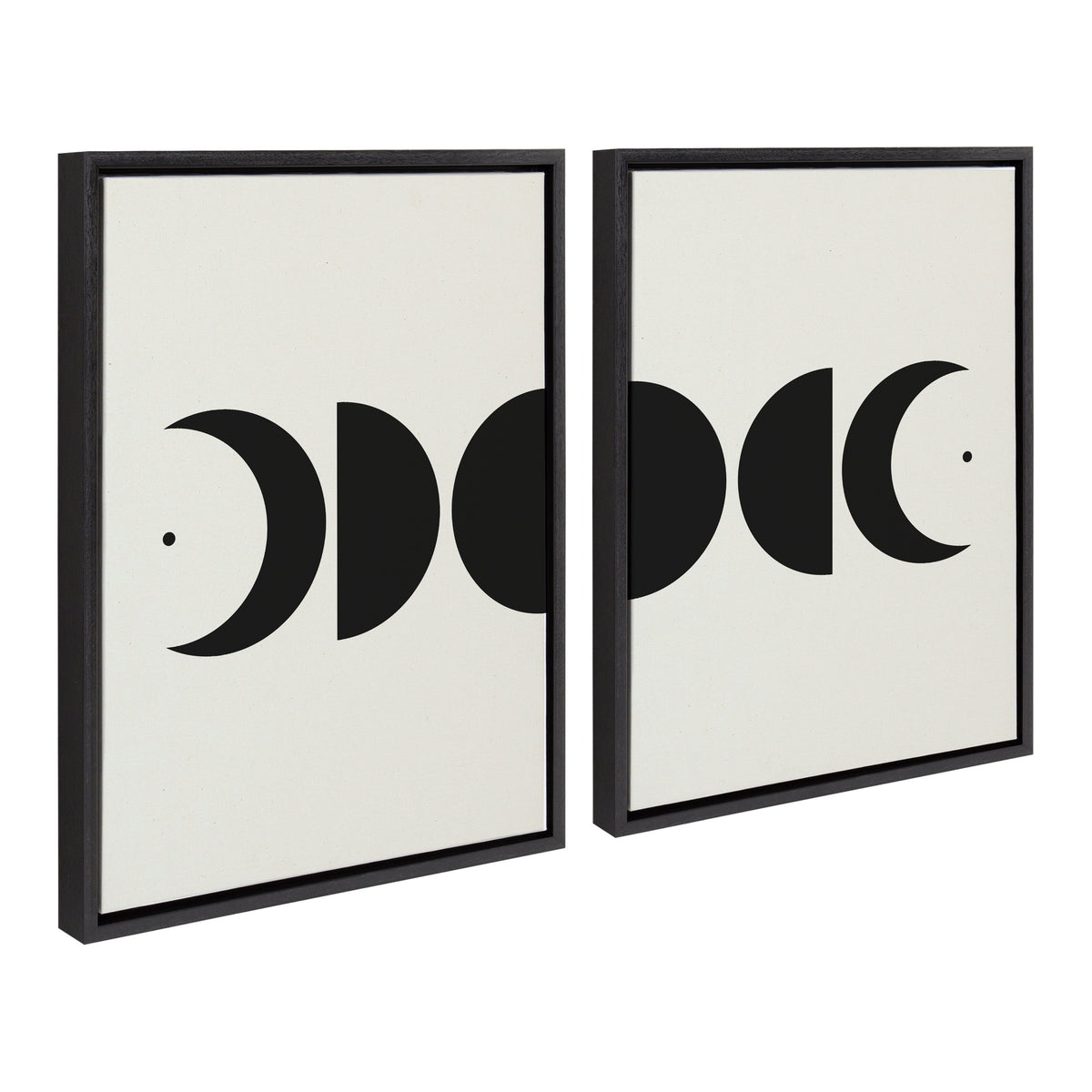 Sylvie Modern Geometric Moon Phases Framed Canvas Set of 2 by The Creative Bunch Studio