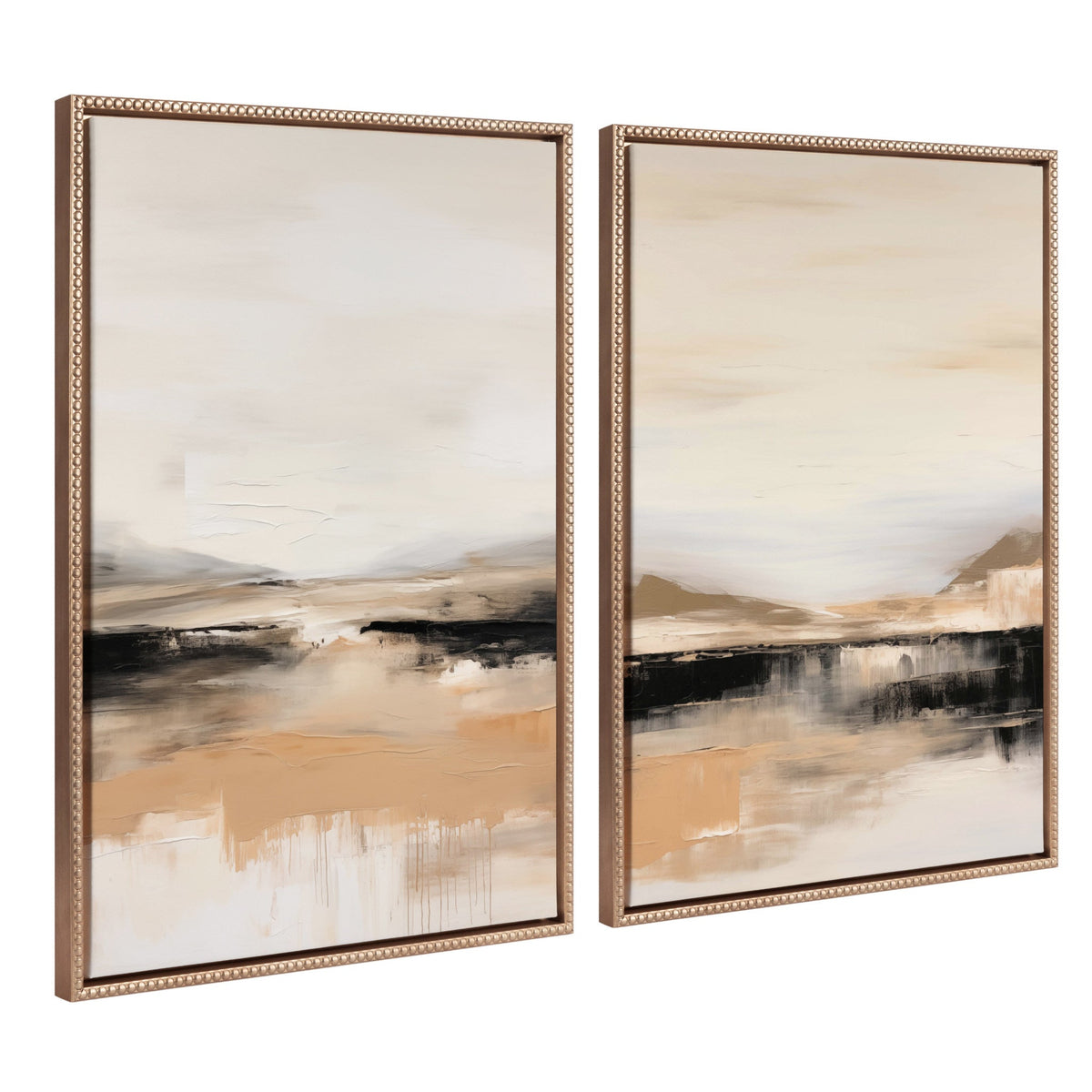 Sylvie Beaded Peaceful Landscape I and II Framed Canvas Art Set of 2 by Amy Lighthall