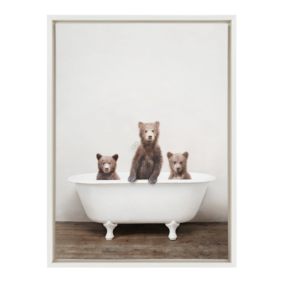 Sylvie Three Little Bears in Vintage Bathtub Framed Canvas by Amy Peterson Art Studio
