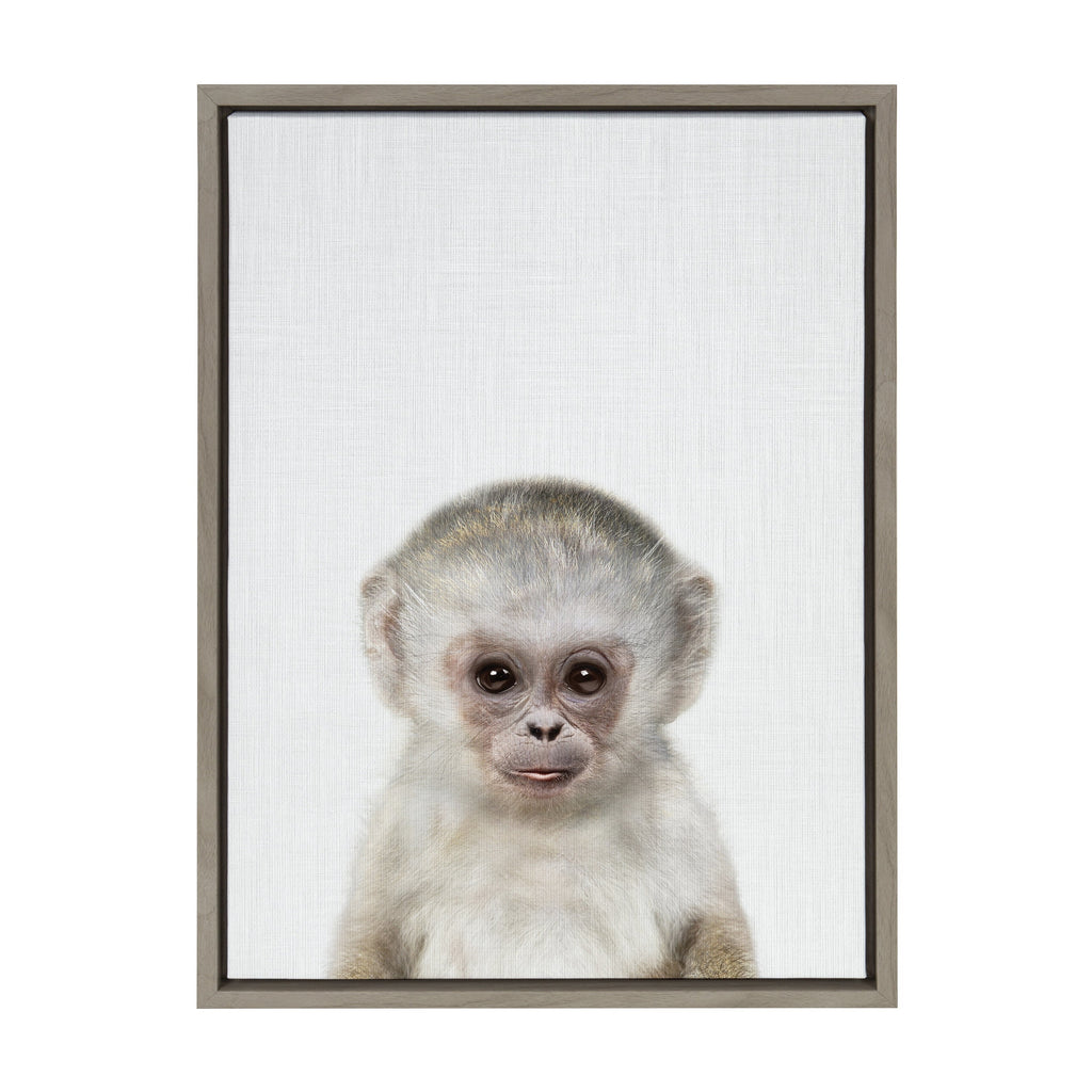 Sylvie Monkey Color Framed Canvas by Simon Te of Tai Prints