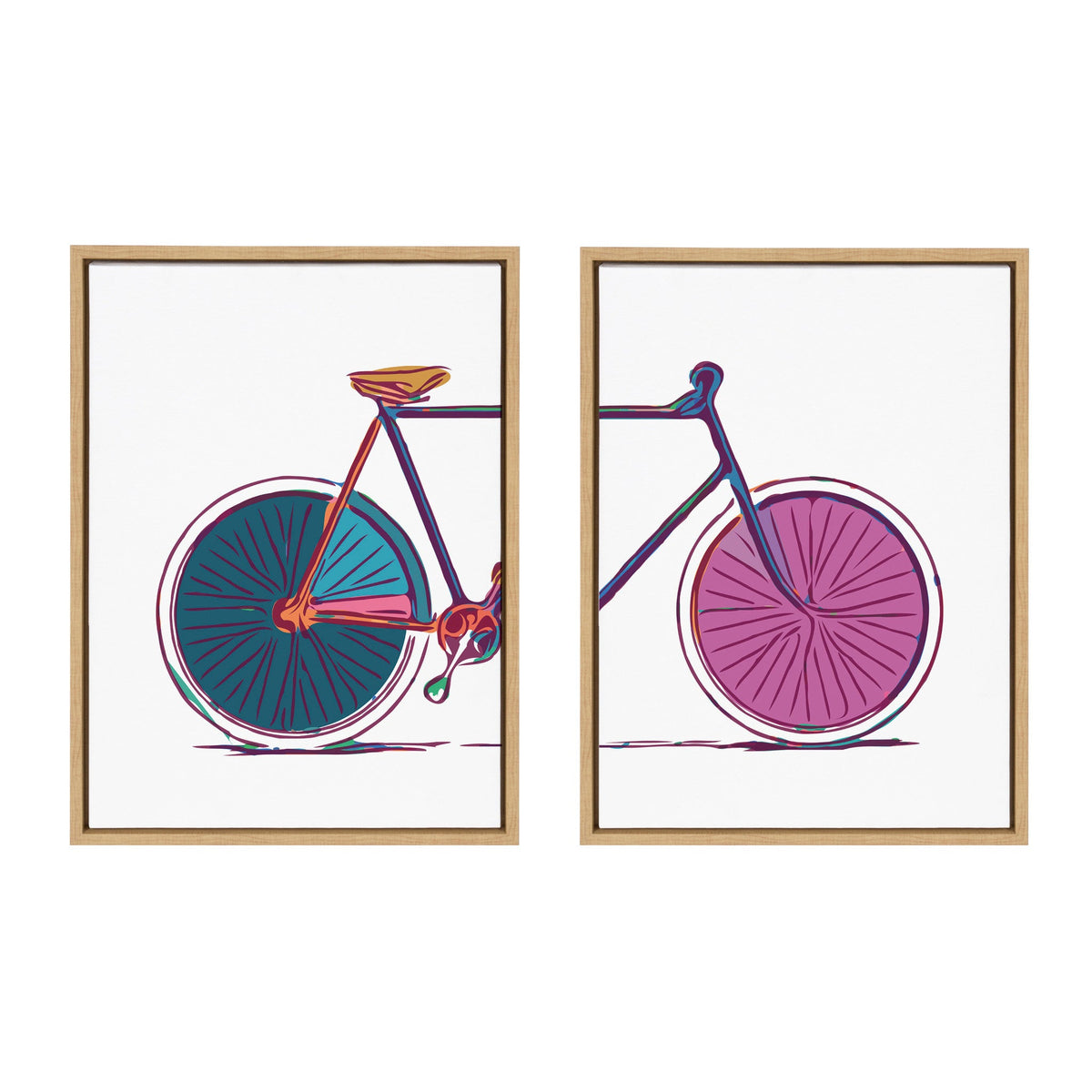 Sylvie Colorful Bike Left and Right Framed Canvas Set of 2 by Apricot and Birch
