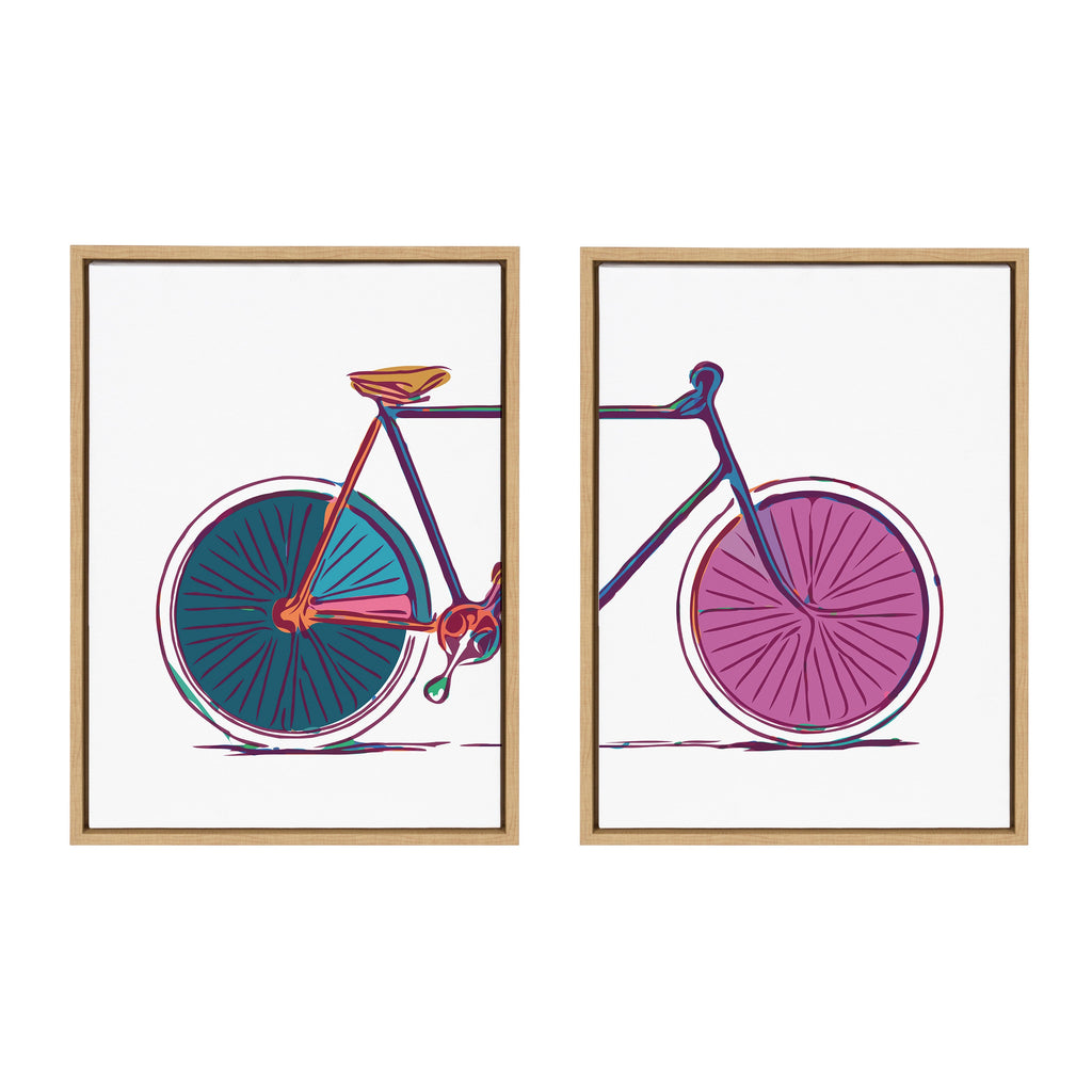Sylvie Colorful Bike Left and Right Framed Canvas Set of 2 by Apricot and Birch