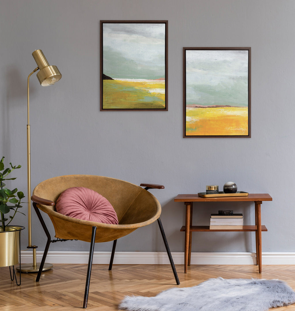 Sylvie Golden Root Lake I and II Framed Canvas Art Set of 2 by Nikita Jariwala