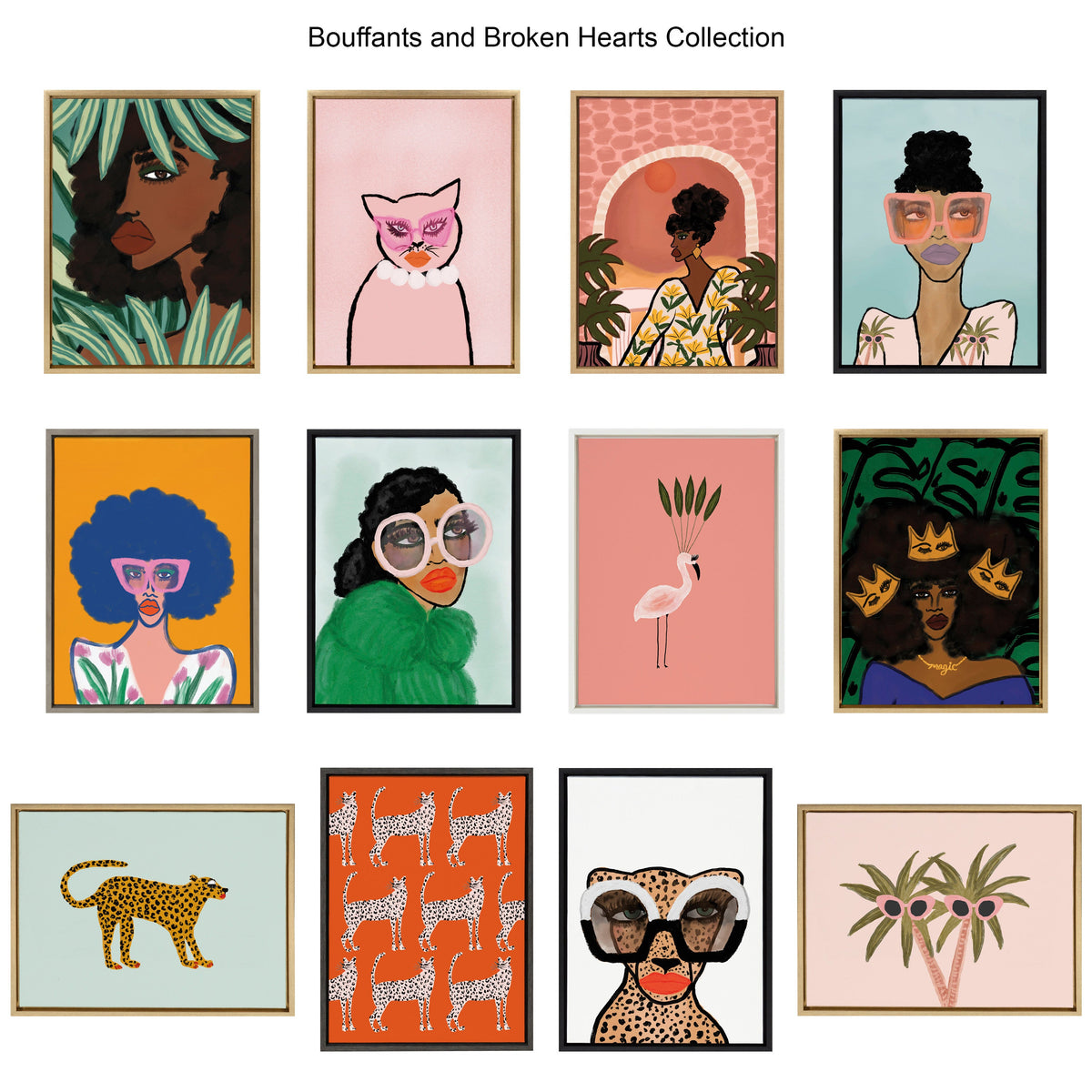 Sylvie Lady in the Jungle Framed Canvas by Kendra Dandy of Bouffants and Broken Hearts