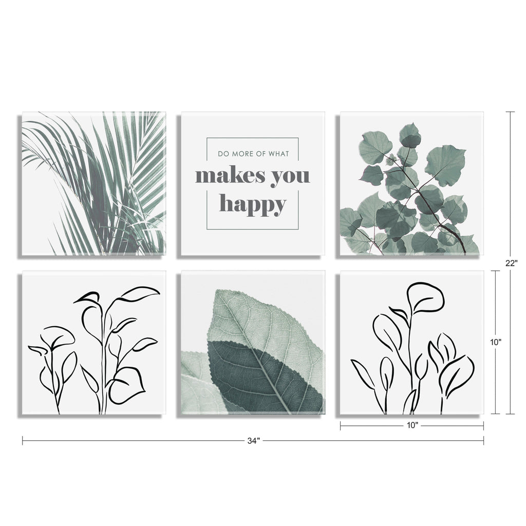 Botanical Greenery Floating Acrylic Set of 6