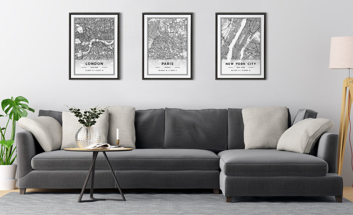 Sylvie Paris Modern Map Framed Canvas by Jake Goossen