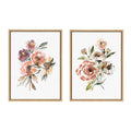 Sylvie Peach Roses and Floral Bouquet Muted Framed Canvas Art Set of 2 by Sara Berrenson