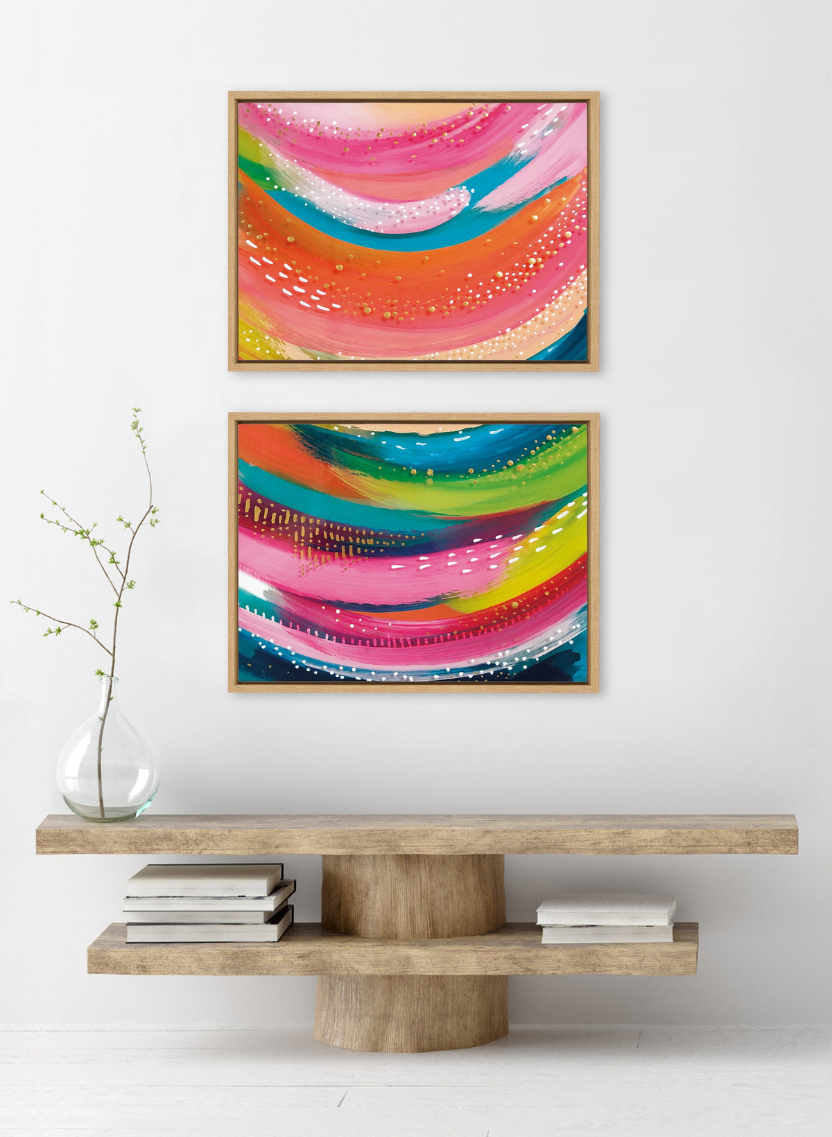 Sylvie Bright Abstract Left and Right Framed Canvas Art Set of 2 by Jessi Raulet of Ettavee